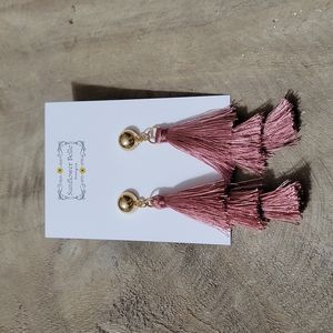 Mauve Tiered Tassel Earrings